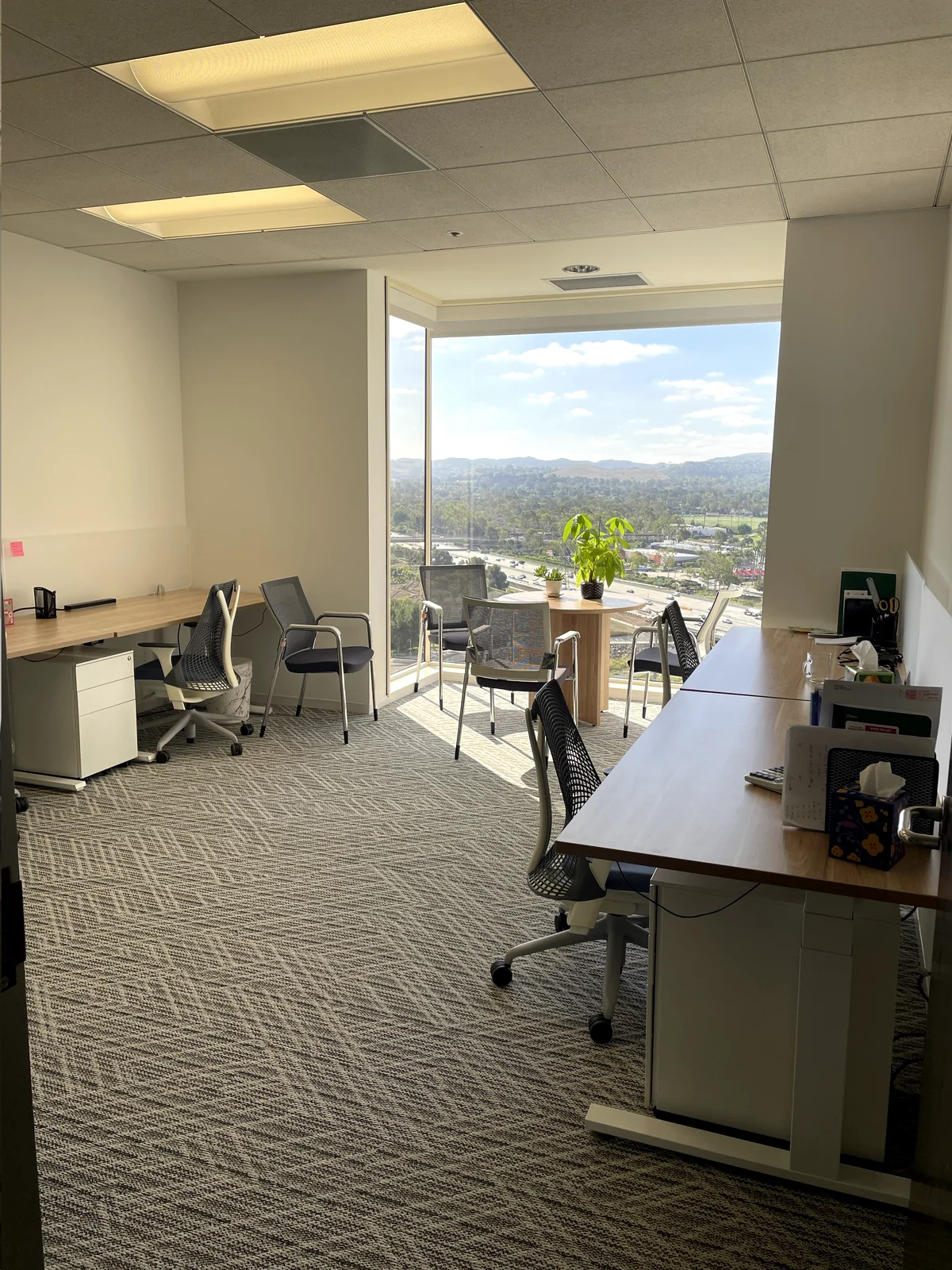 GOTVOOM Irvine workspace with city and hillside view